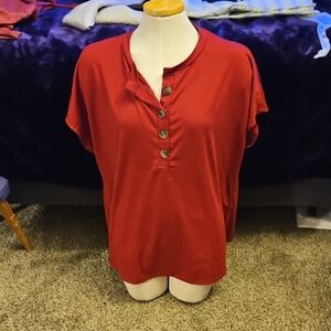 Women's Red Button-Up Top